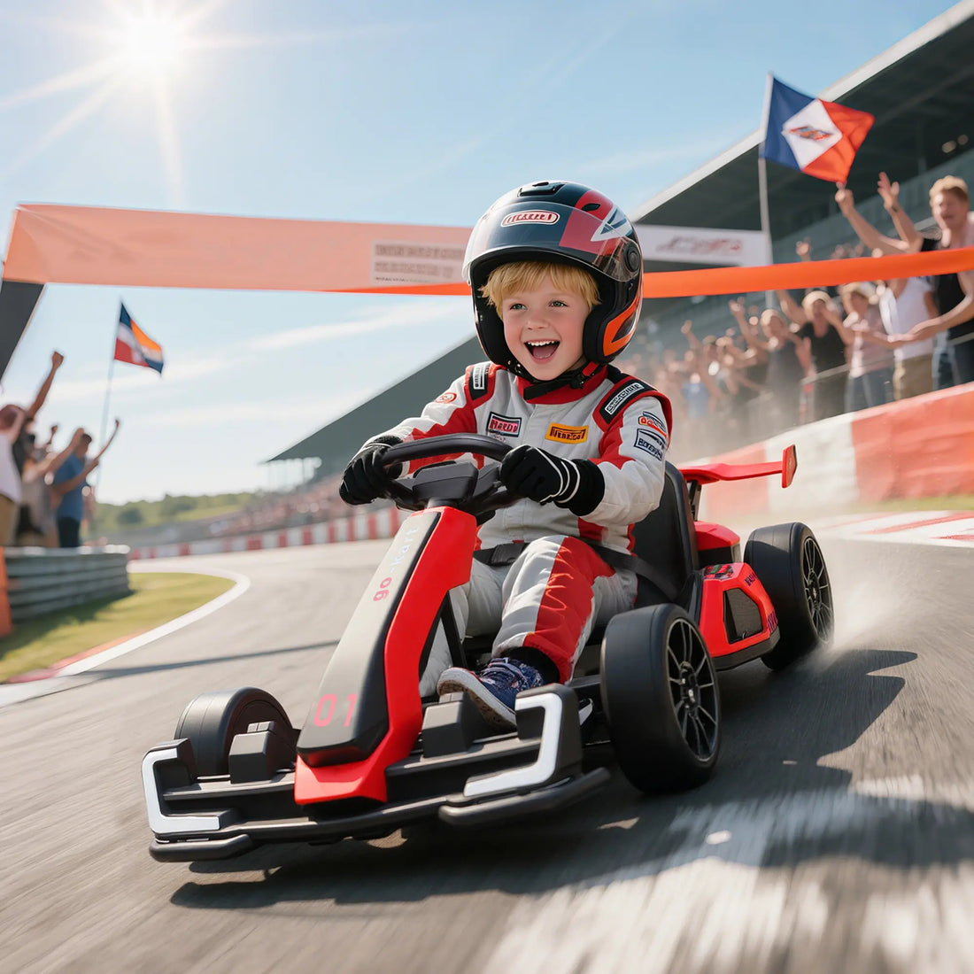 Kids Electric Go Kart – 24V Drift Ride-On Car with 2 Speeds, Music, Horn & Slow Start (Ages 6–12)