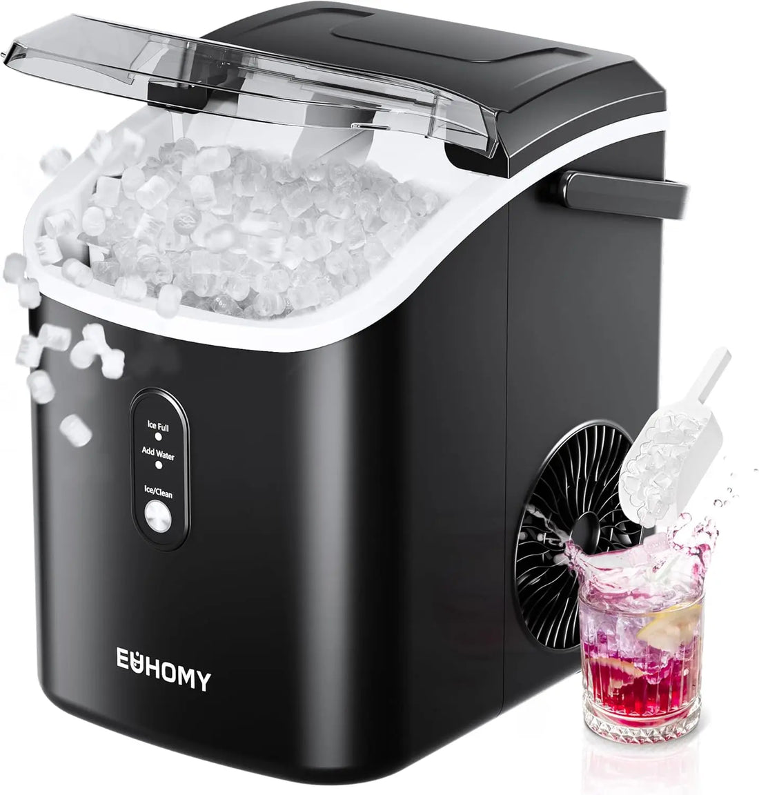 EUHOMY Nugget Ice Maker – 33lbs/Day, 6-Min Fast Ice, Self-Cleaning Portable Countertop Ice Machine